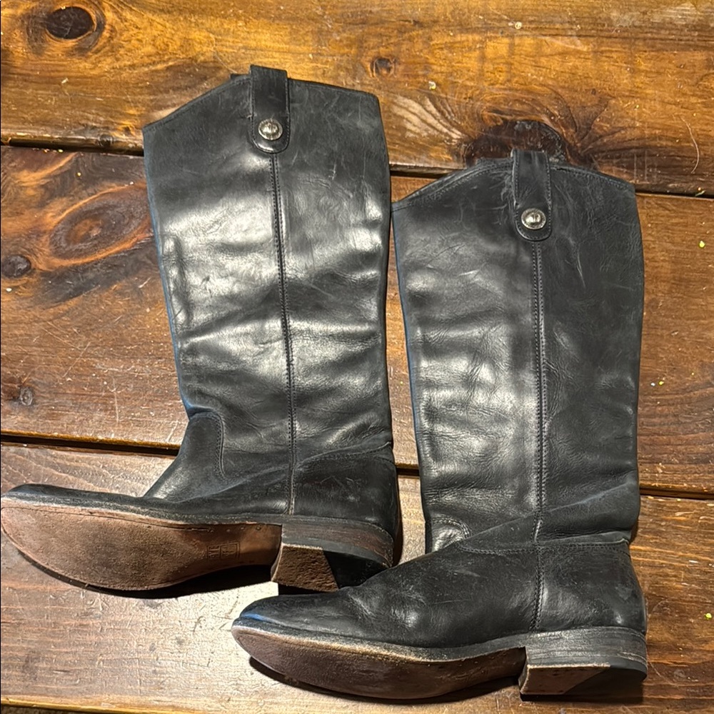 Frye Black Leather Ankle Boots